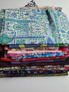 Fabric Scraps Mixed Grab Bag Med Pcs 10 oz Junk Journal Slow Stitching Patchwork